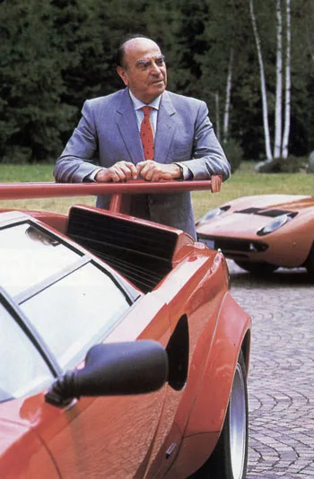 Nuccio Bertone with the Countach and its predecessor, the Miura, the two Lamborghinis his firm designed that defined the supercar idiom.