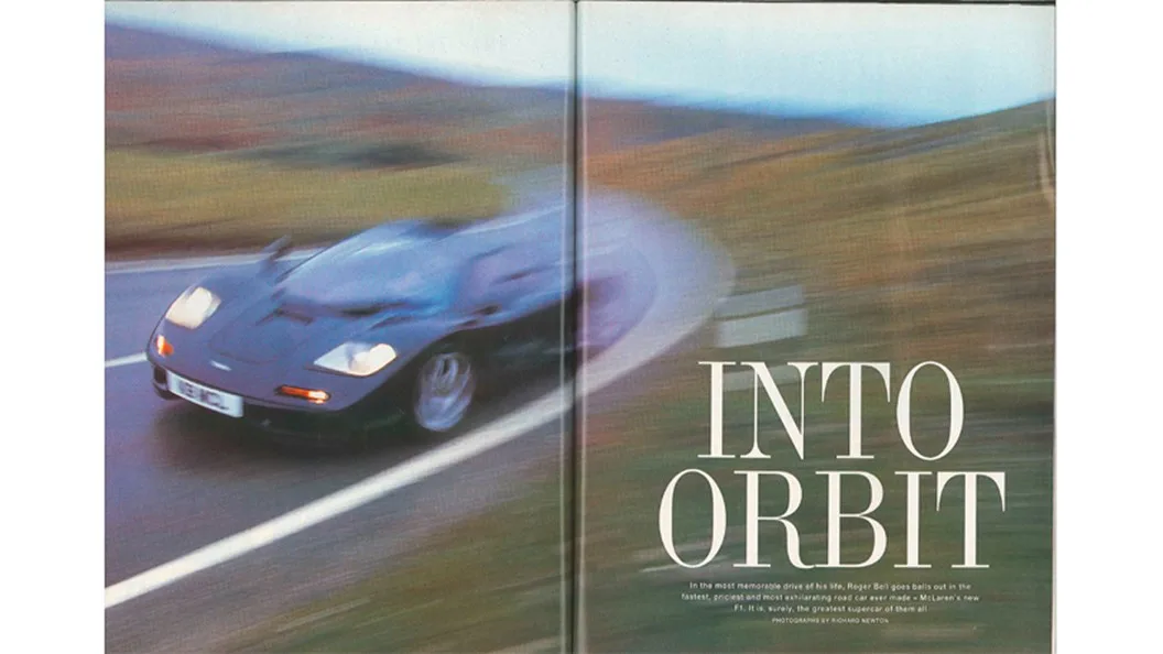 First spread scan of Car Magazine's June 1994 original McLaren F1 road-test.